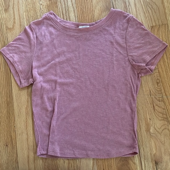 Ribbed Stretch Shirts Short Sleeve Tank Cider Bozzolo Set Junior L Pink Grey - Picture 2 of 7